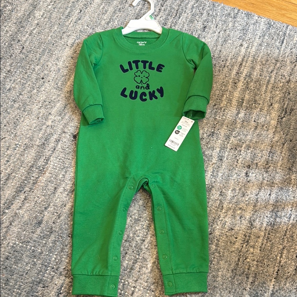 Carter's Green One Piece with Shamrock Design